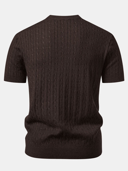 Twisted Jacquard Crew Collar Knit T-Shirt