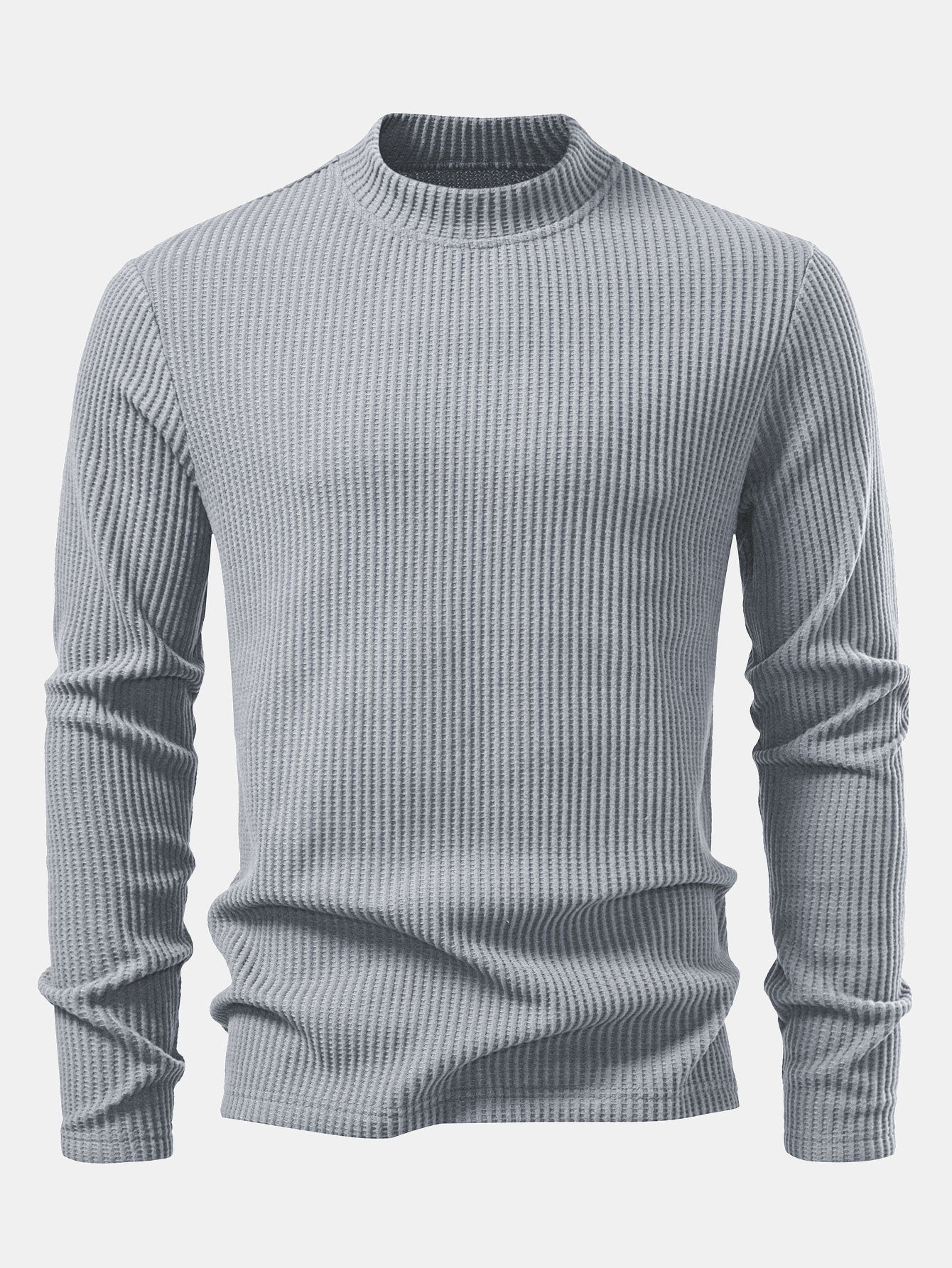3 Pieces Long Sleeve Waffle Mock Neck T-Shirt