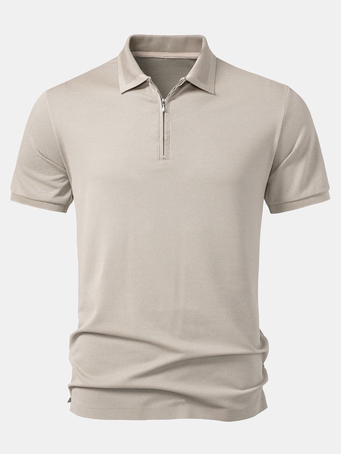 Pineapple Textured Zipper Polo