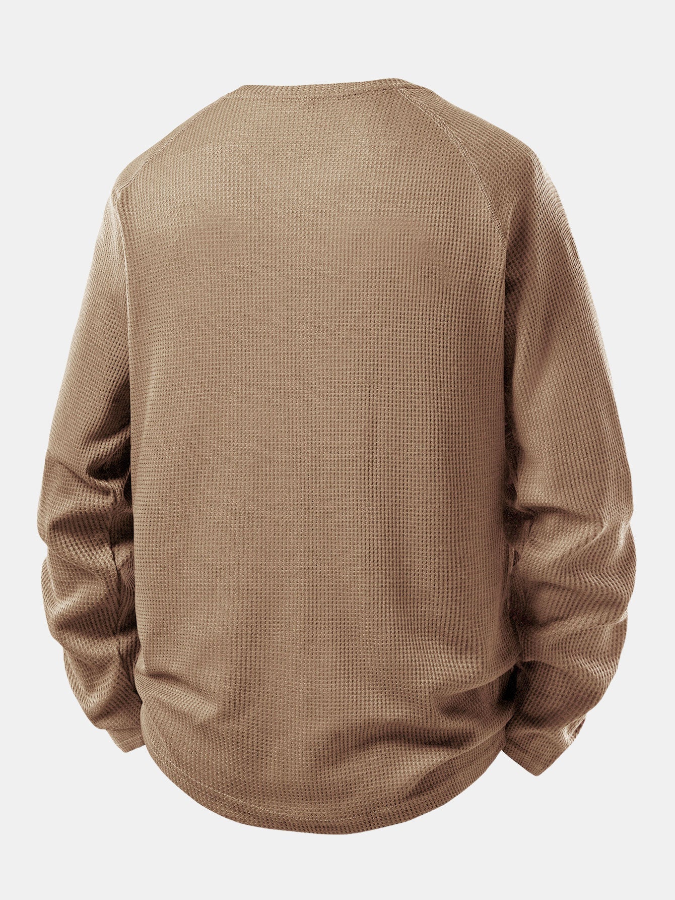 Long Sleeve Arc Hem Waffle Henley Shirt