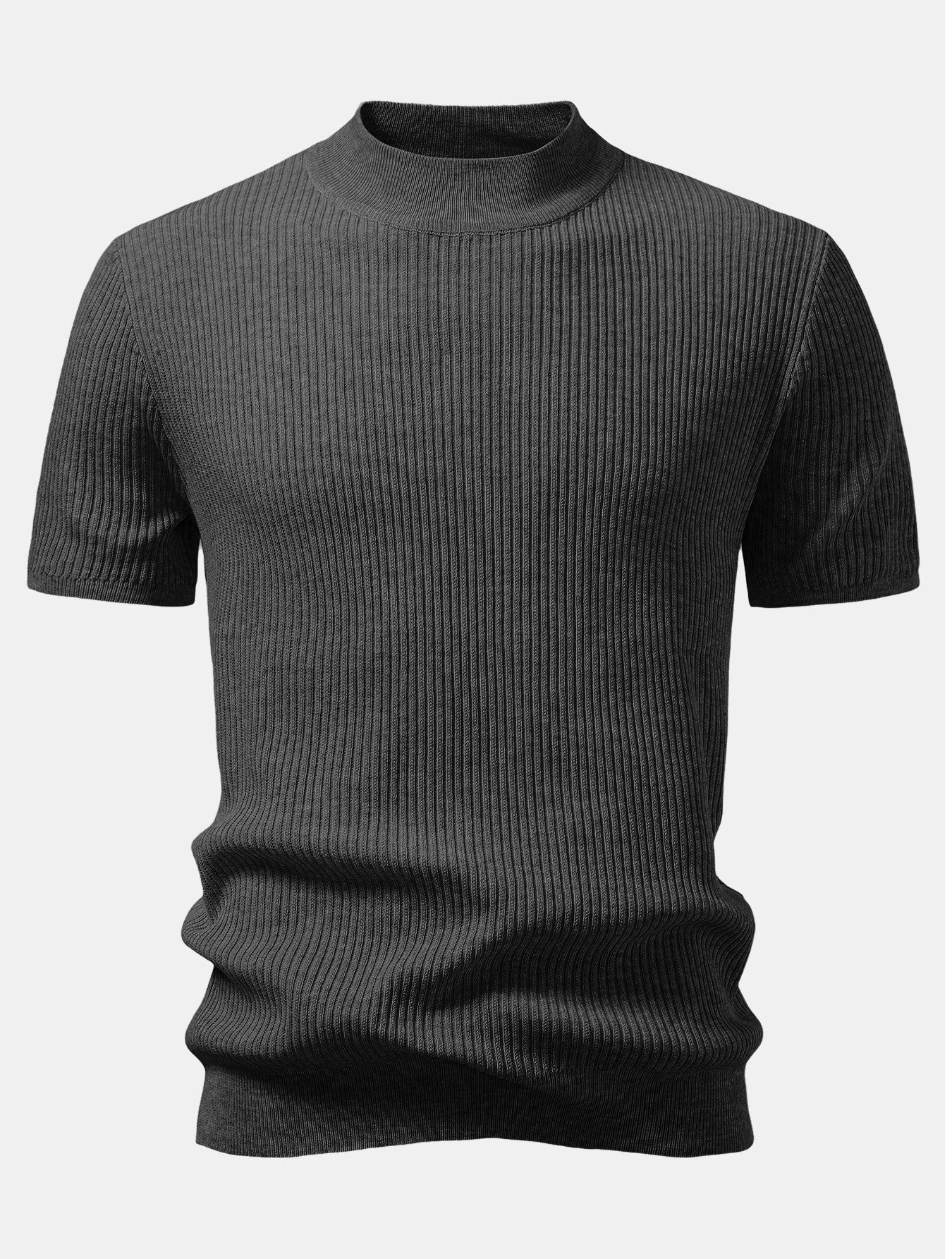 3 Pieces Ribbed Mock Neck Knit T-Shirt