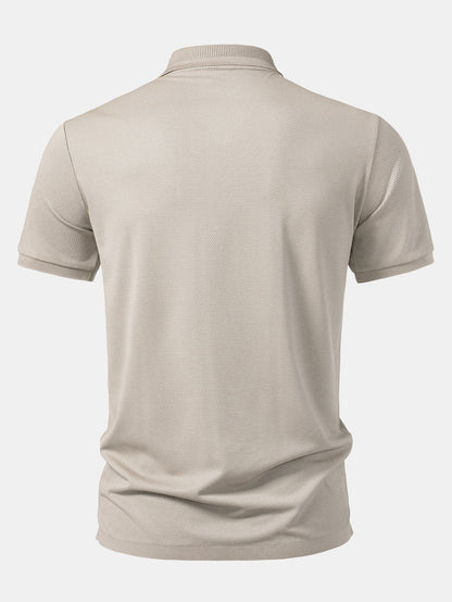 Pineapple Textured Zipper Polo