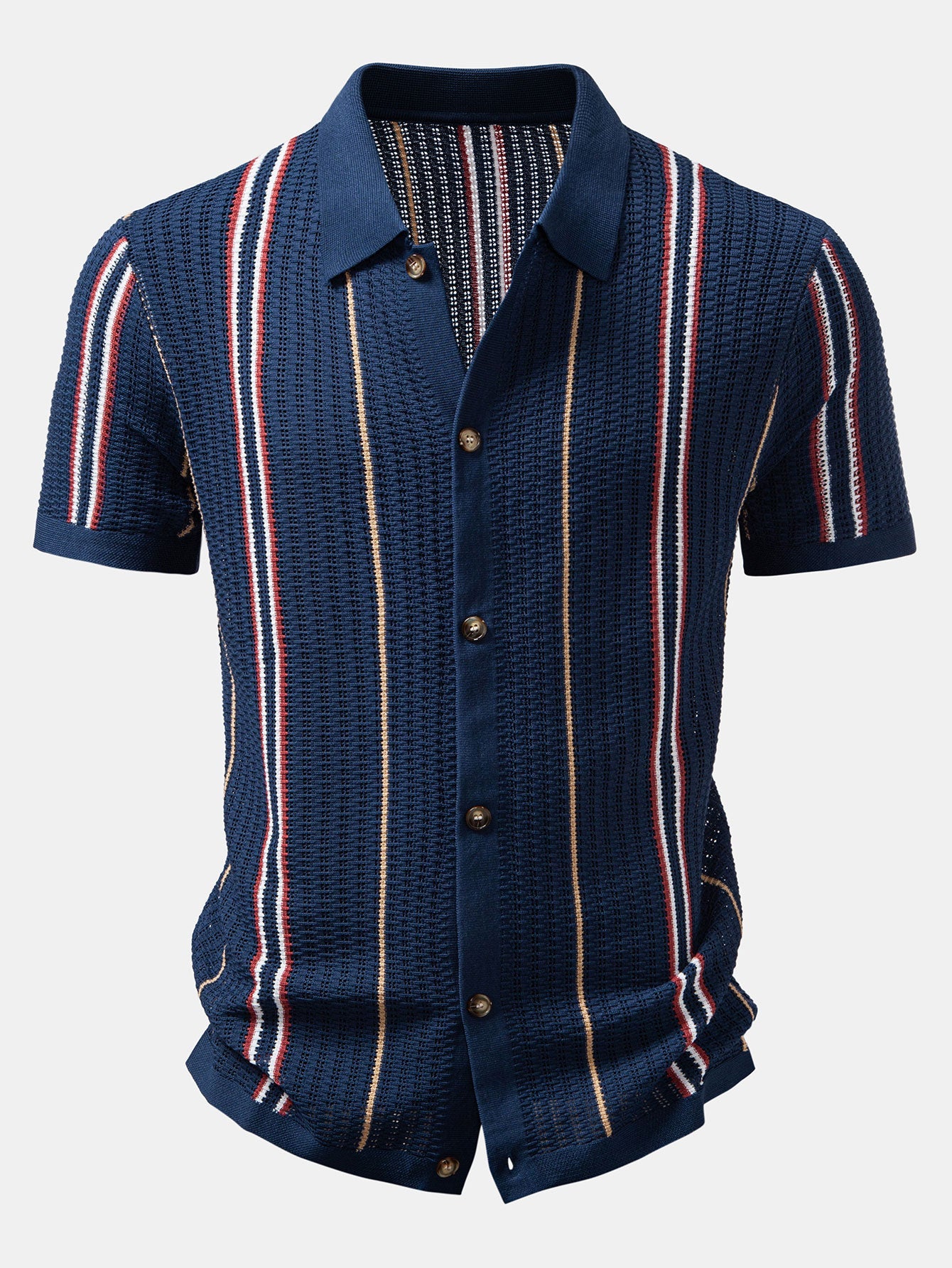 Stripe Crochet Button Up Shirt