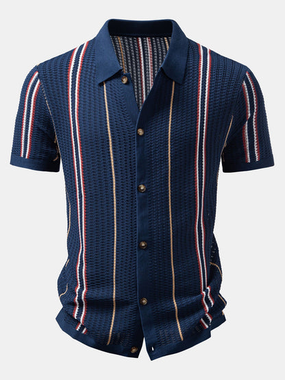 Stripe Crochet Button Up Shirt