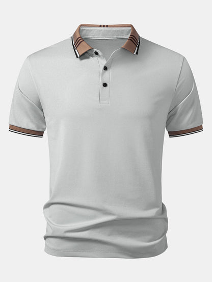 Contrast Striped Collar Polo