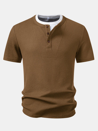 2 In 1 Waffle Henley Shirt