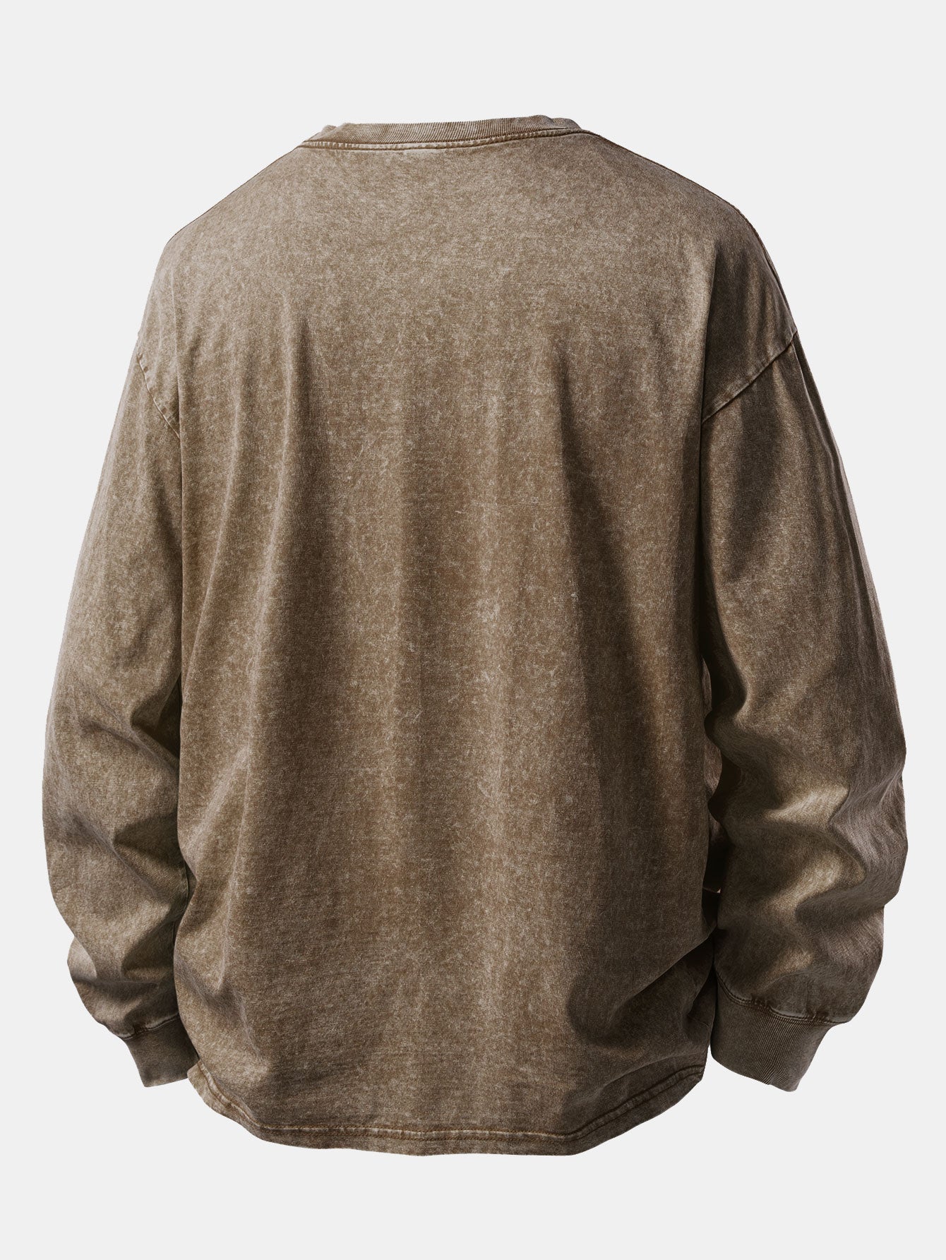 Relax Fit Long Sleeve Washed Distressed T-Shirt