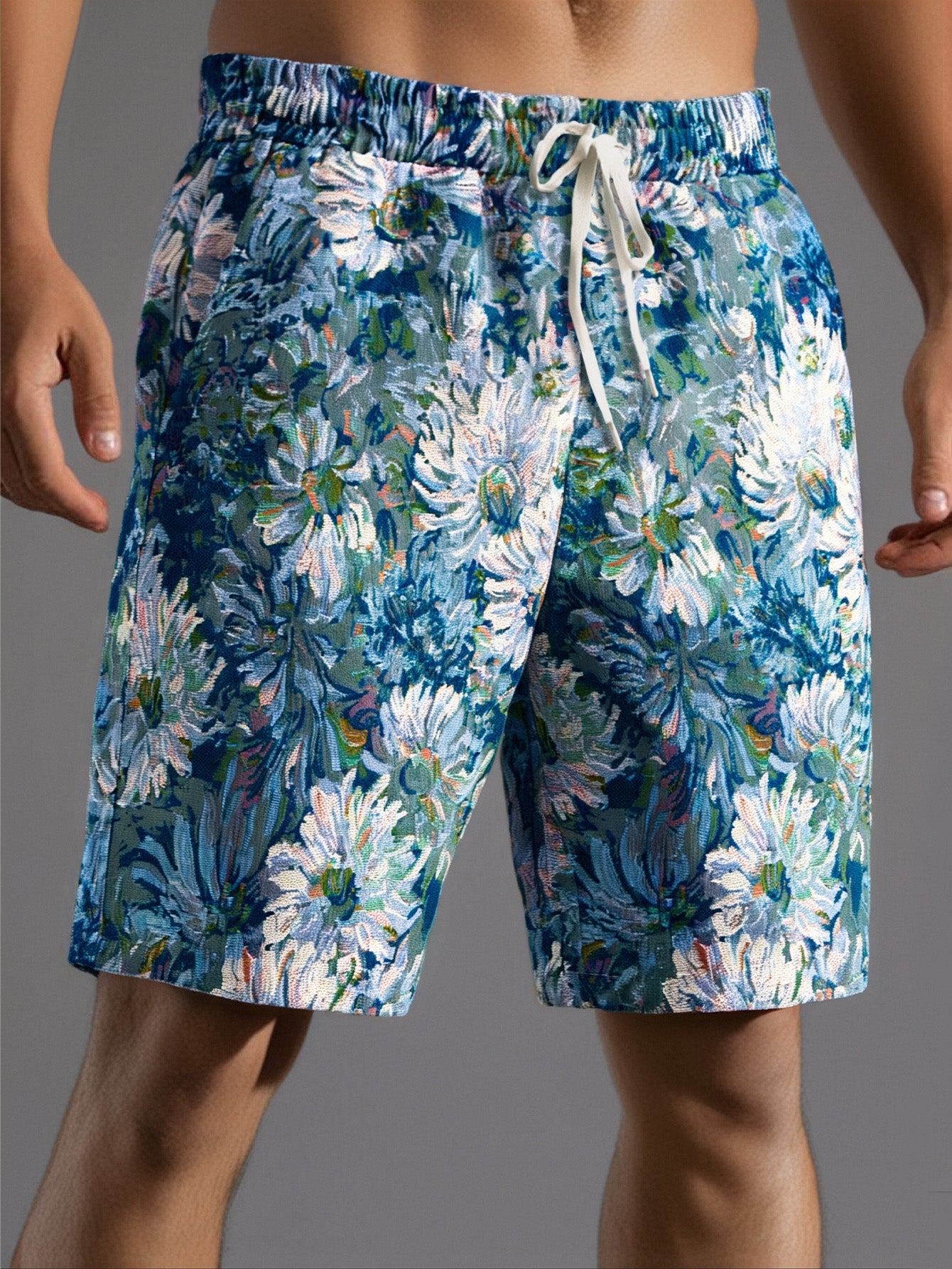 Painted Floral Jacquard Shorts