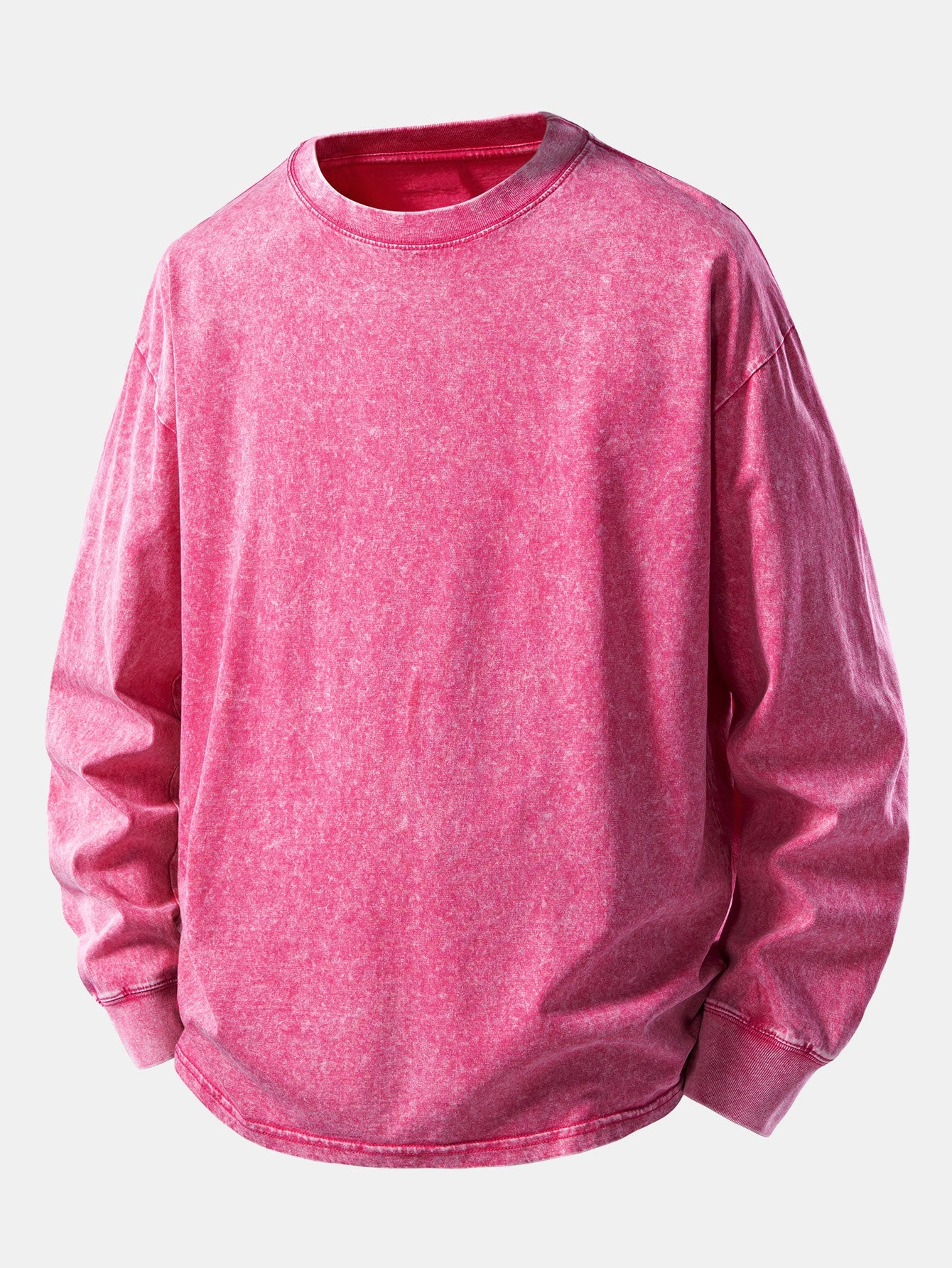 Relax Fit Long Sleeve Washed Distressed T-Shirt