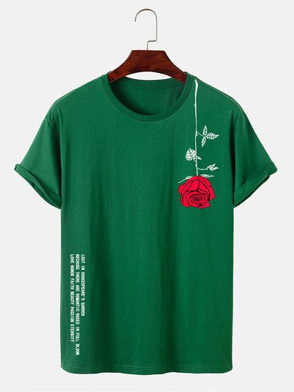 Slogan Rose Print T-Shirt