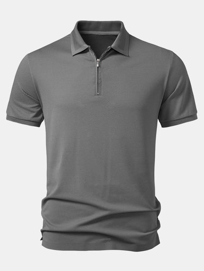 Pineapple Textured Zipper Polo