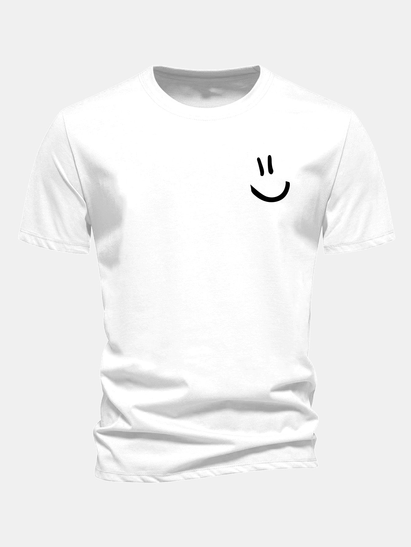Regular Fit Smiley Face Print Cotton T-Shirt