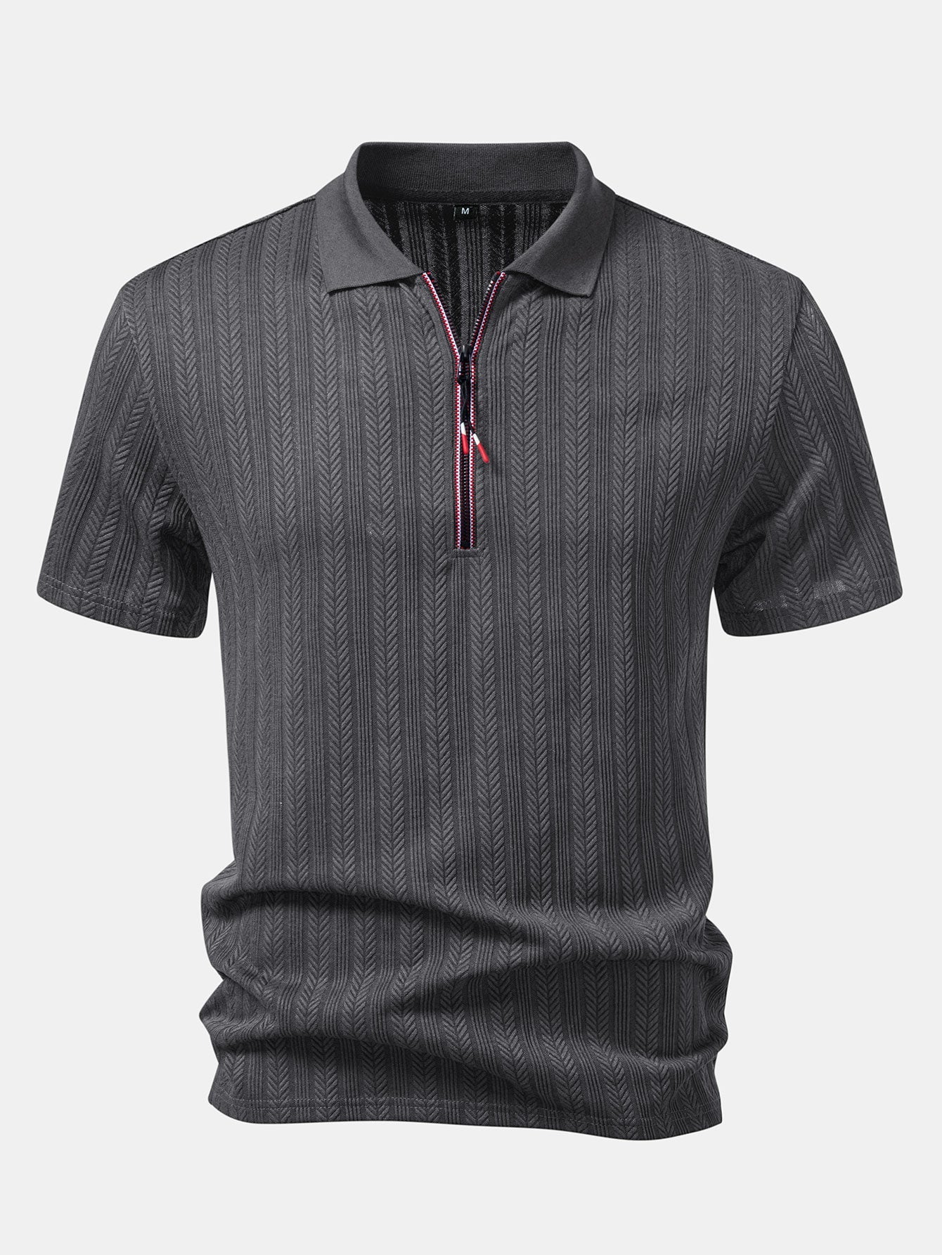 Textured Zipper Polo