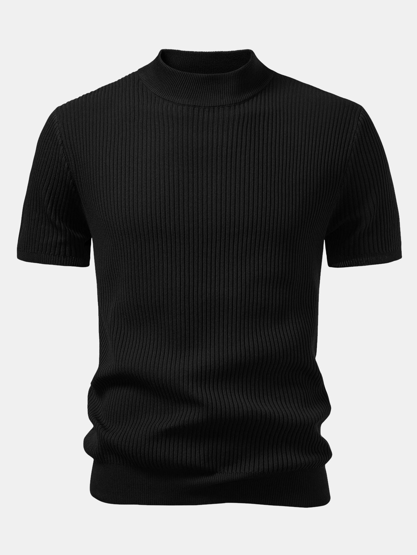 3 Pieces Ribbed Mock Neck Knit T-Shirt