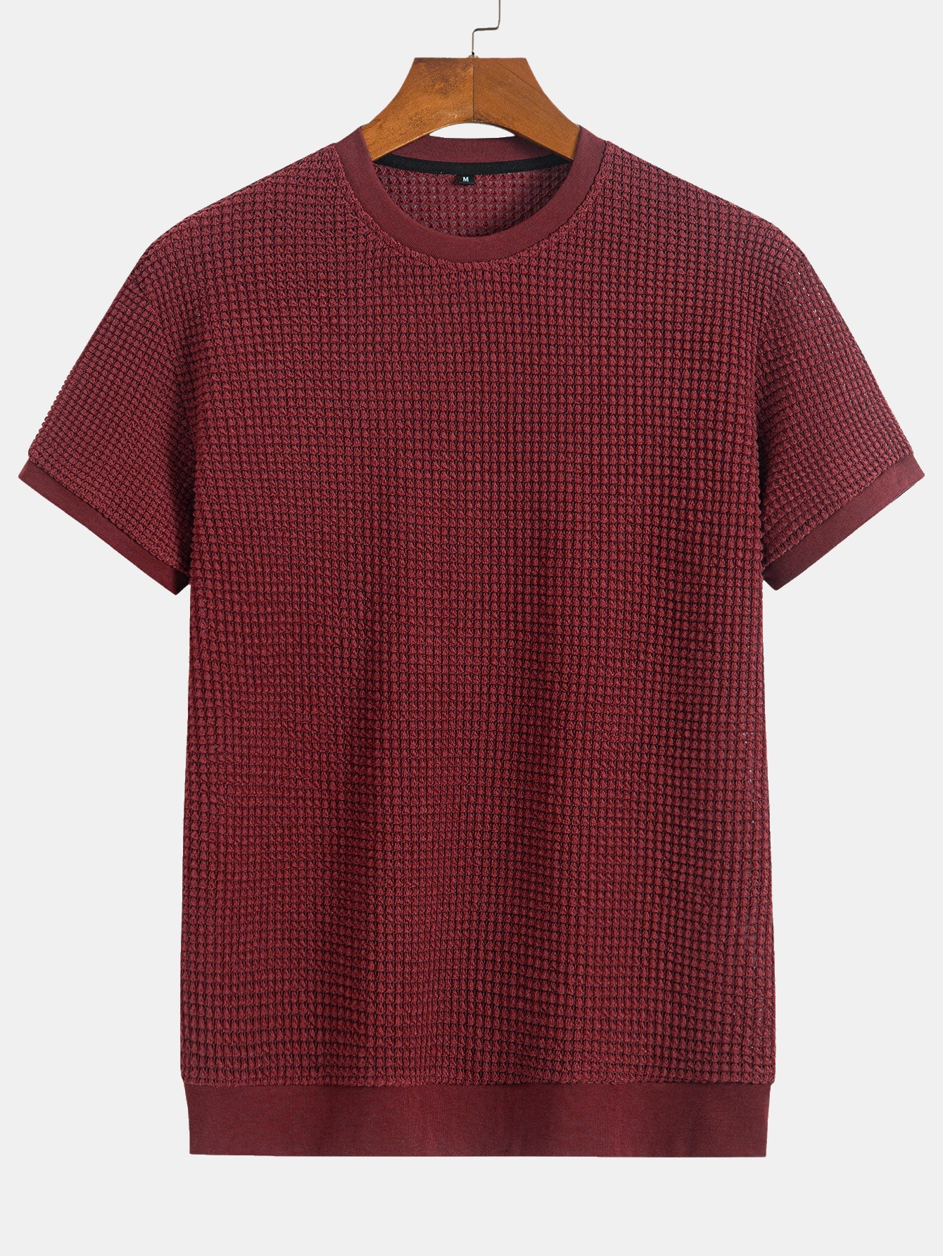 Short Sleeve Waffle Ribbed Hem T-Shirt