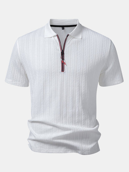 Textured Zipper Polo