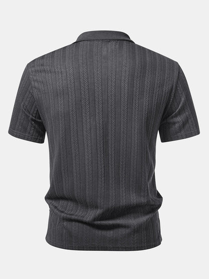 Textured Zipper Polo