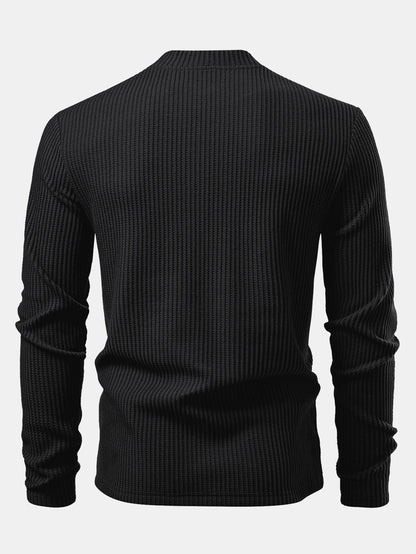 3 Pieces Long Sleeve Waffle Mock Neck T-Shirt