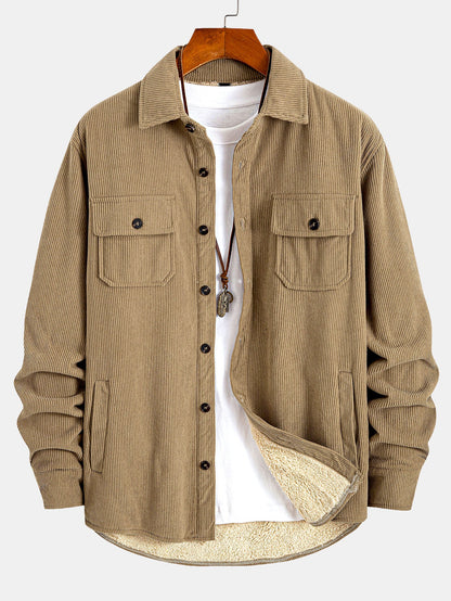 Teddy Lined Corduroy Button Up Overshirt