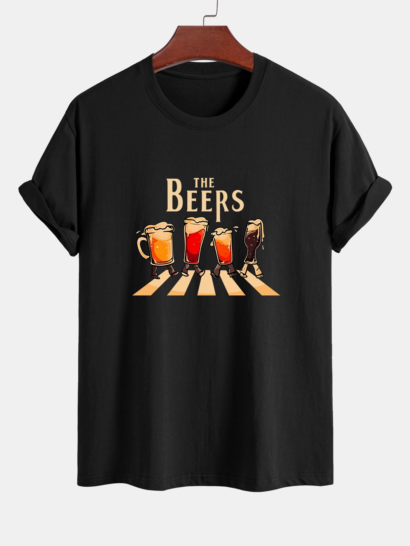 Regular Fit Beer Print Cotton T-Shirt