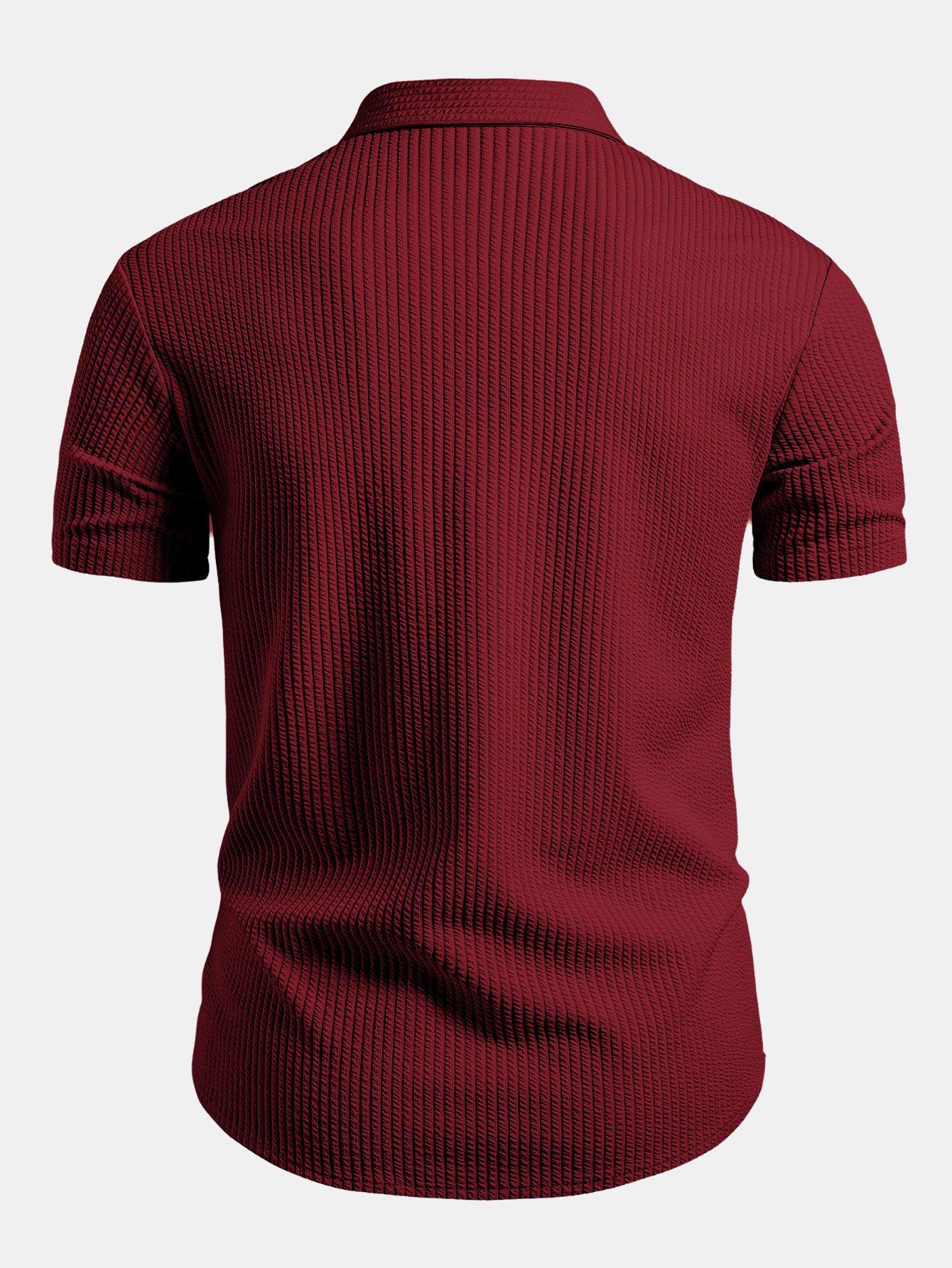 Muscle Fit Ribbed Button Up Shirt