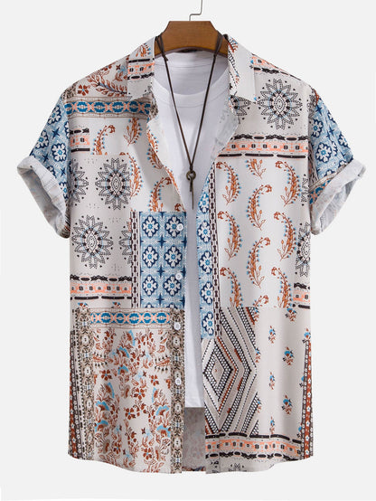 Scarf Print Button Up Shirt