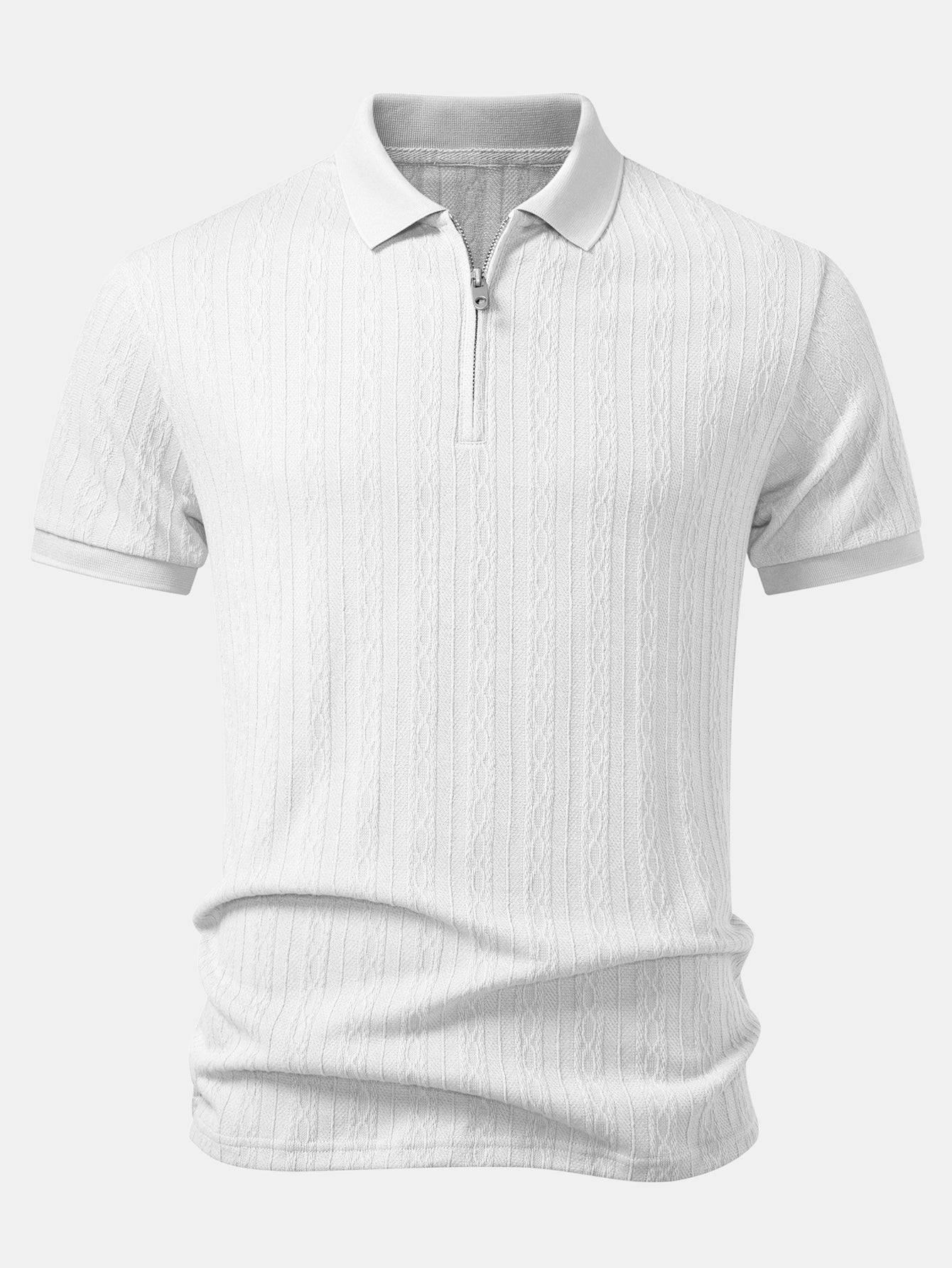 Twisted Jacquard Zipper Polo