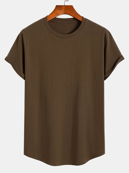 3 Pieces Basic Cotton Arc Hem T-Shirts