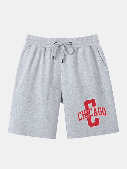 Chicago Print Mid Length Shorts