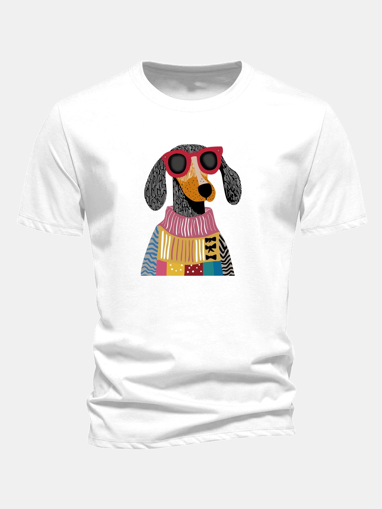 Regular Fit Sweater Dog Print Cotton T-Shirt