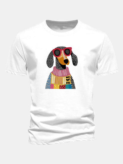 Regular Fit Sweater Dog Print Cotton T-Shirt