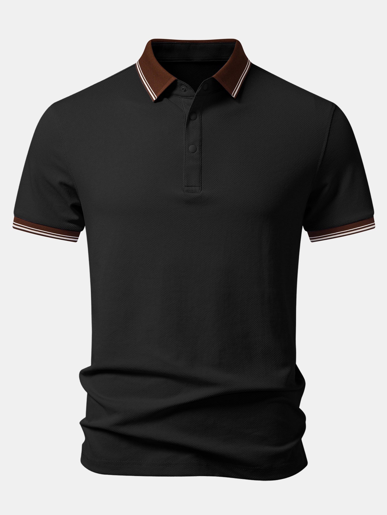 Contrast Trim Textured Polo