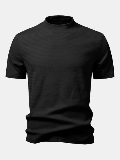 Textured Mock Neck T-Shirt