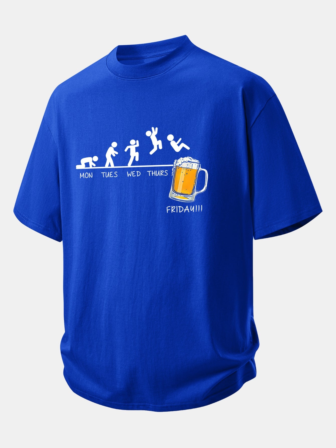 Relax Fit Beer Weekly Plan Print Cotton T-Shirt