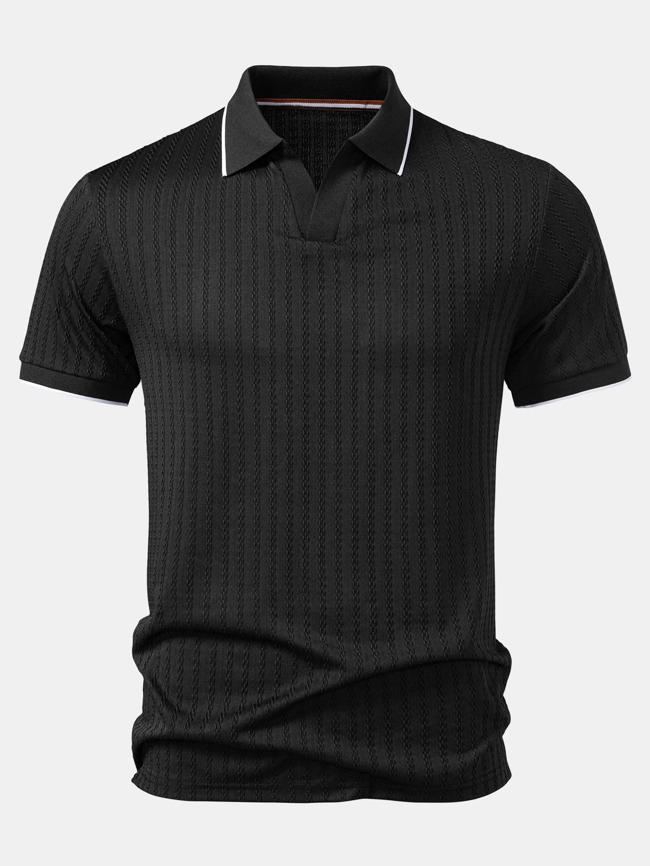 Contrast Trim Textured Knit Polo