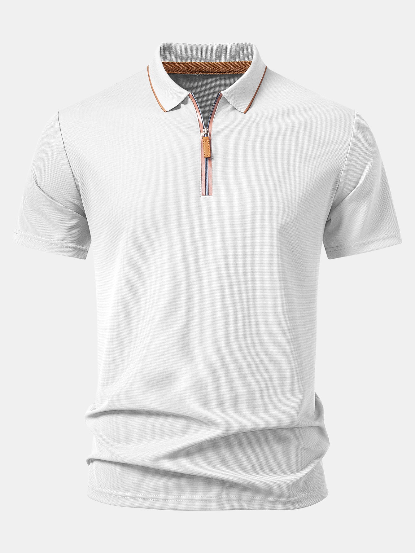 Textured Zipper Polo