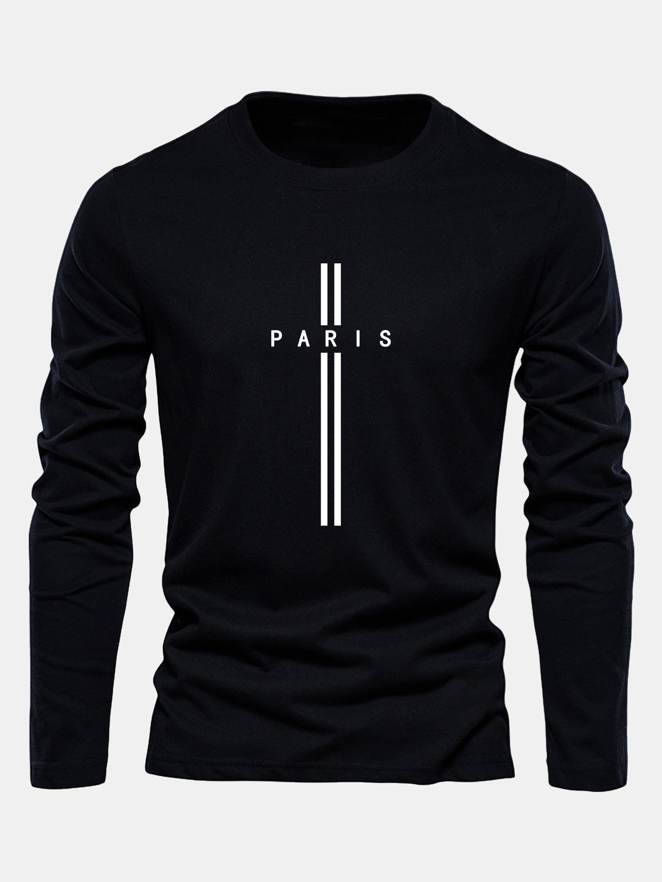 Long Sleeve Paris Stripe Print Cotton T-Shirt