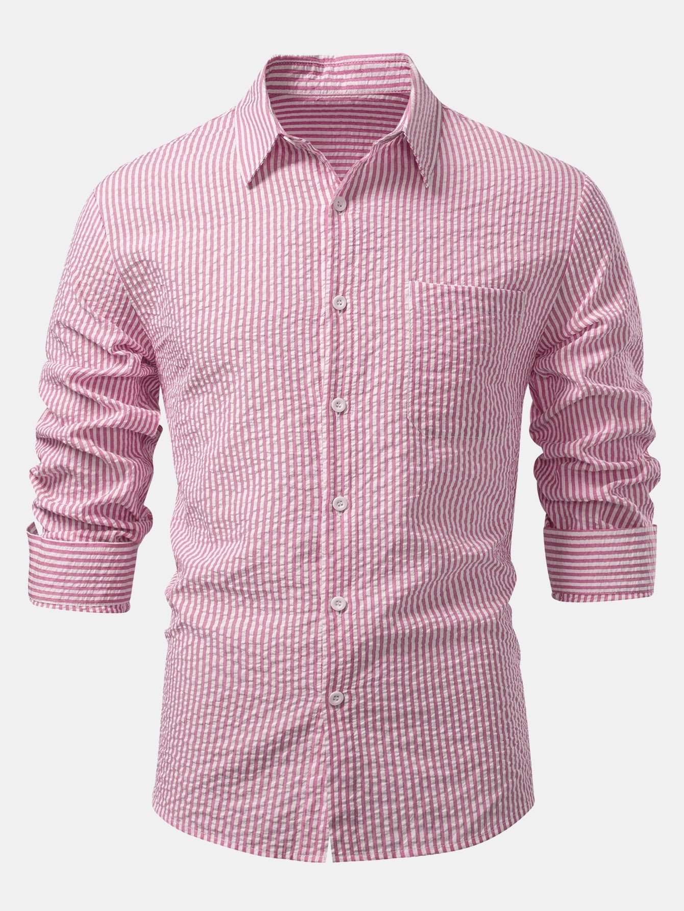 Seersucker Striped Button Up Shirt