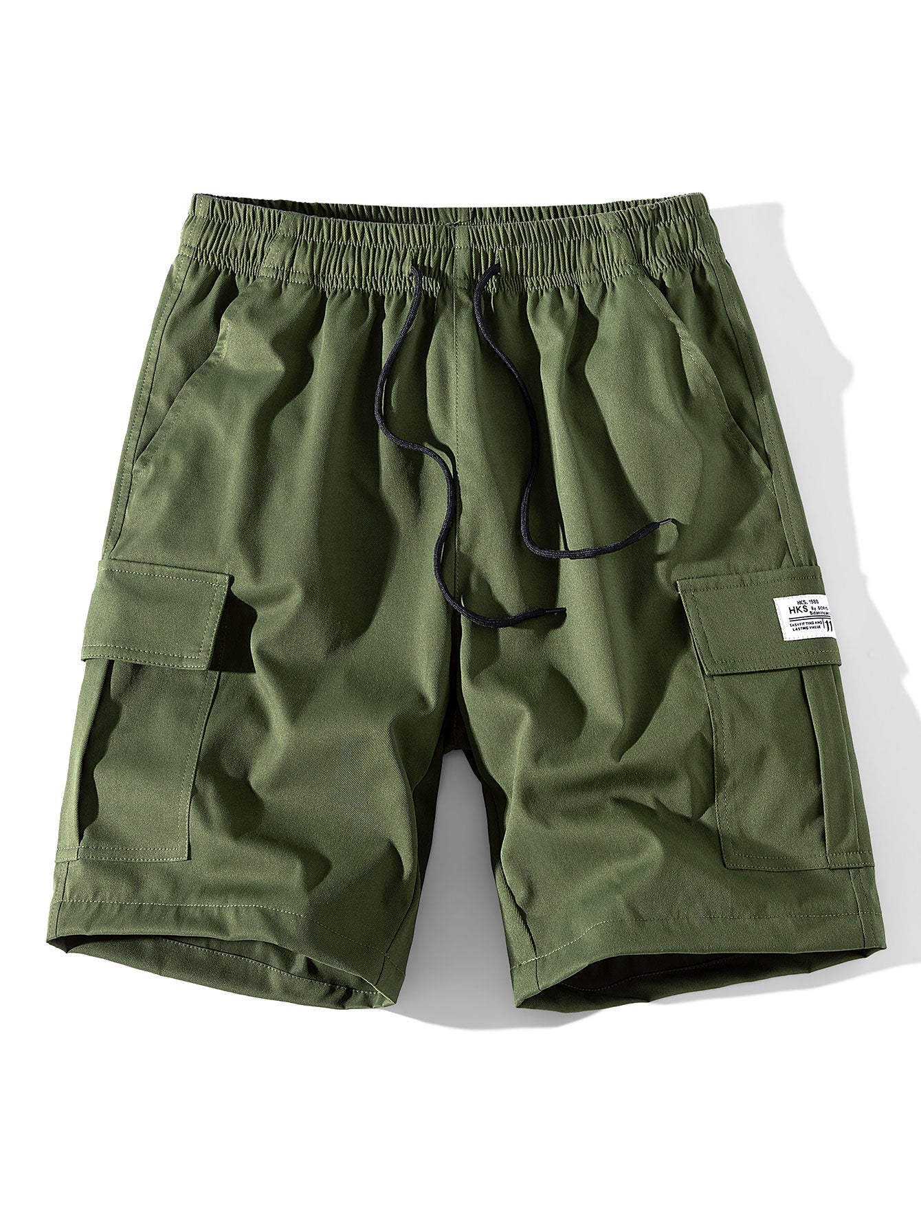 Solid Color Cargo Drawstring Shorts