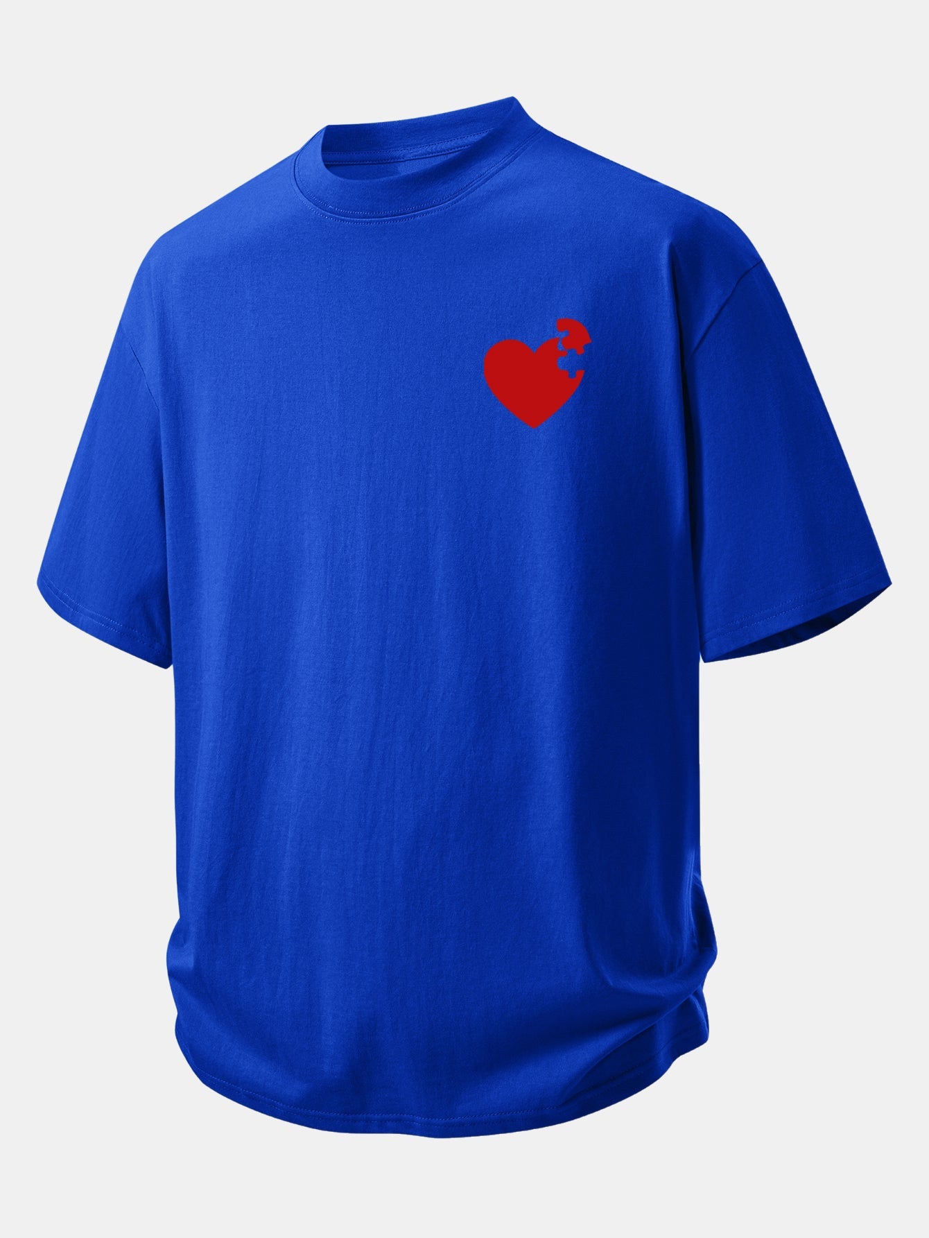 Relax Fit Heart Puzzle Print Cotton T-Shirt