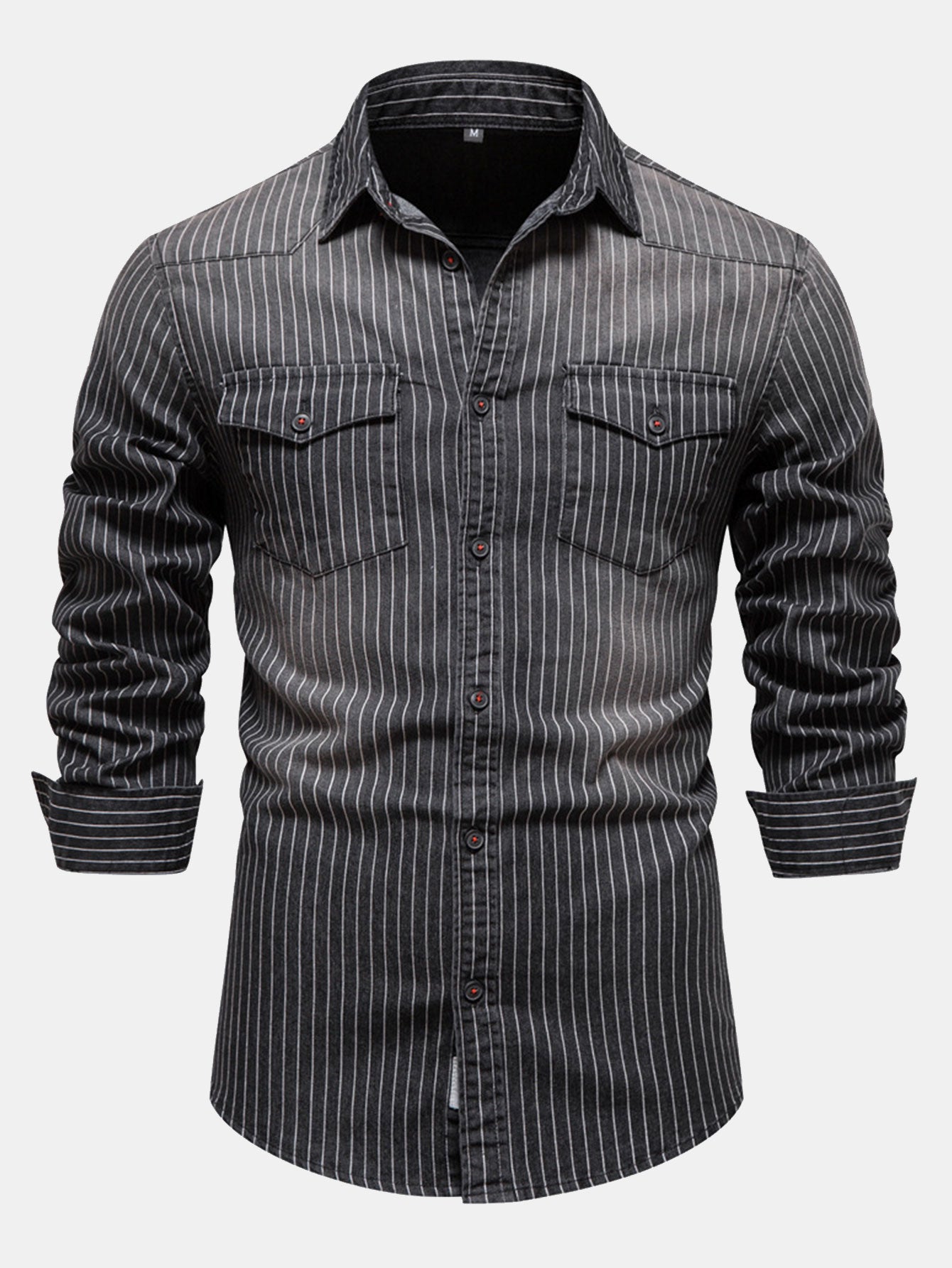 Stripe Washed Denim Shirt With Pockets