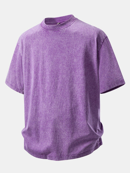 Basic Washed Distressed Drop Shoulder Oversize T-Shirt