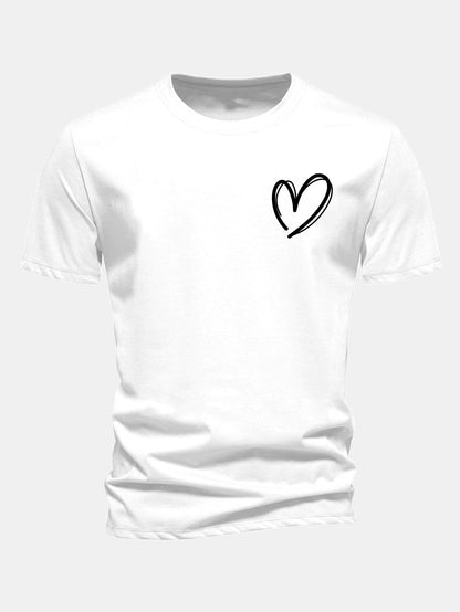 Regular Fit Heart Print Cotton T-Shirt