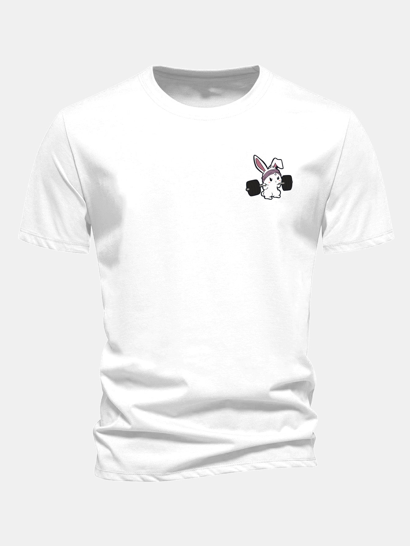 Regular Fit Fitness Rabbit Print Cotton T-Shirt