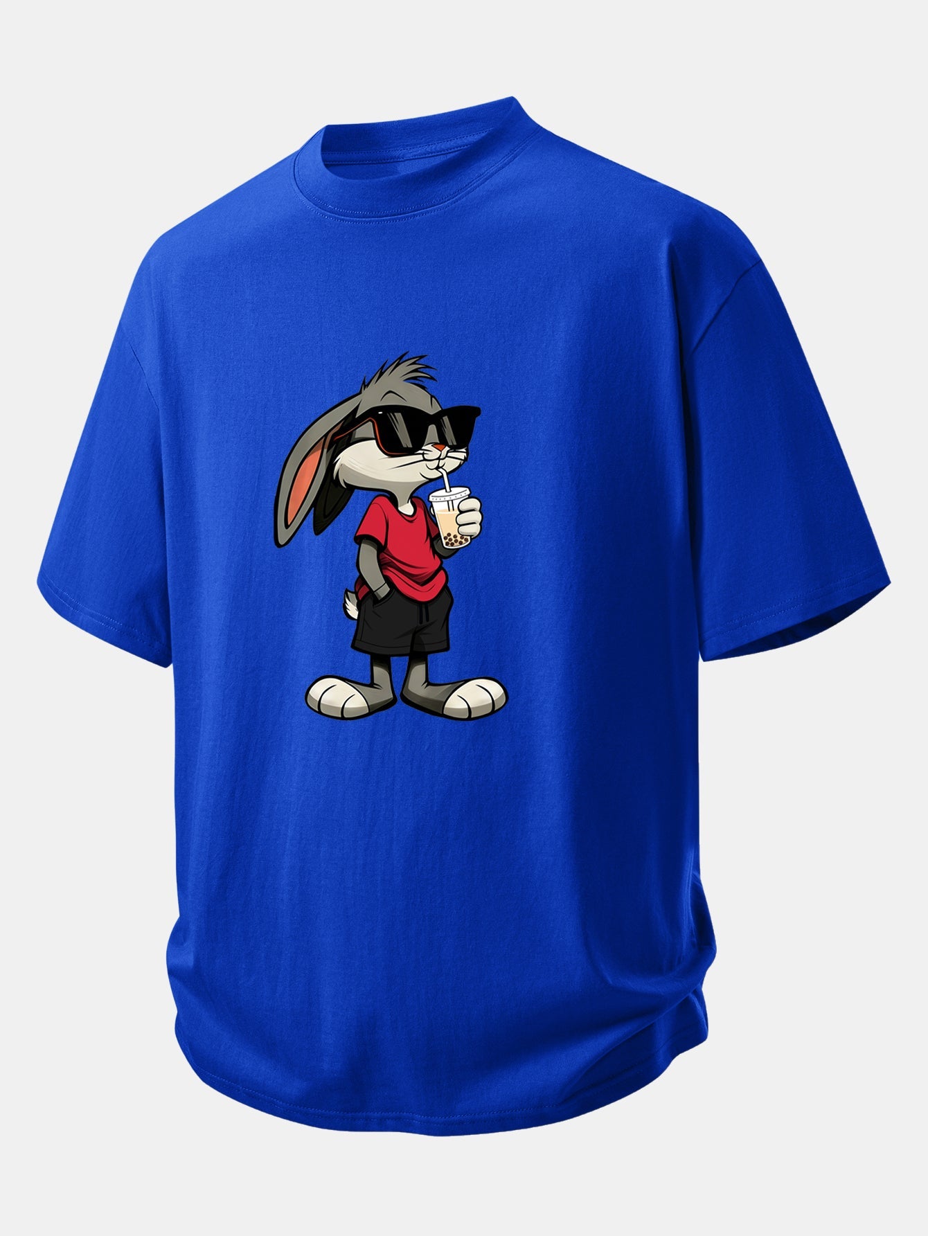 Relax Fit Cartoon Rabbit Print Cotton T-Shirt