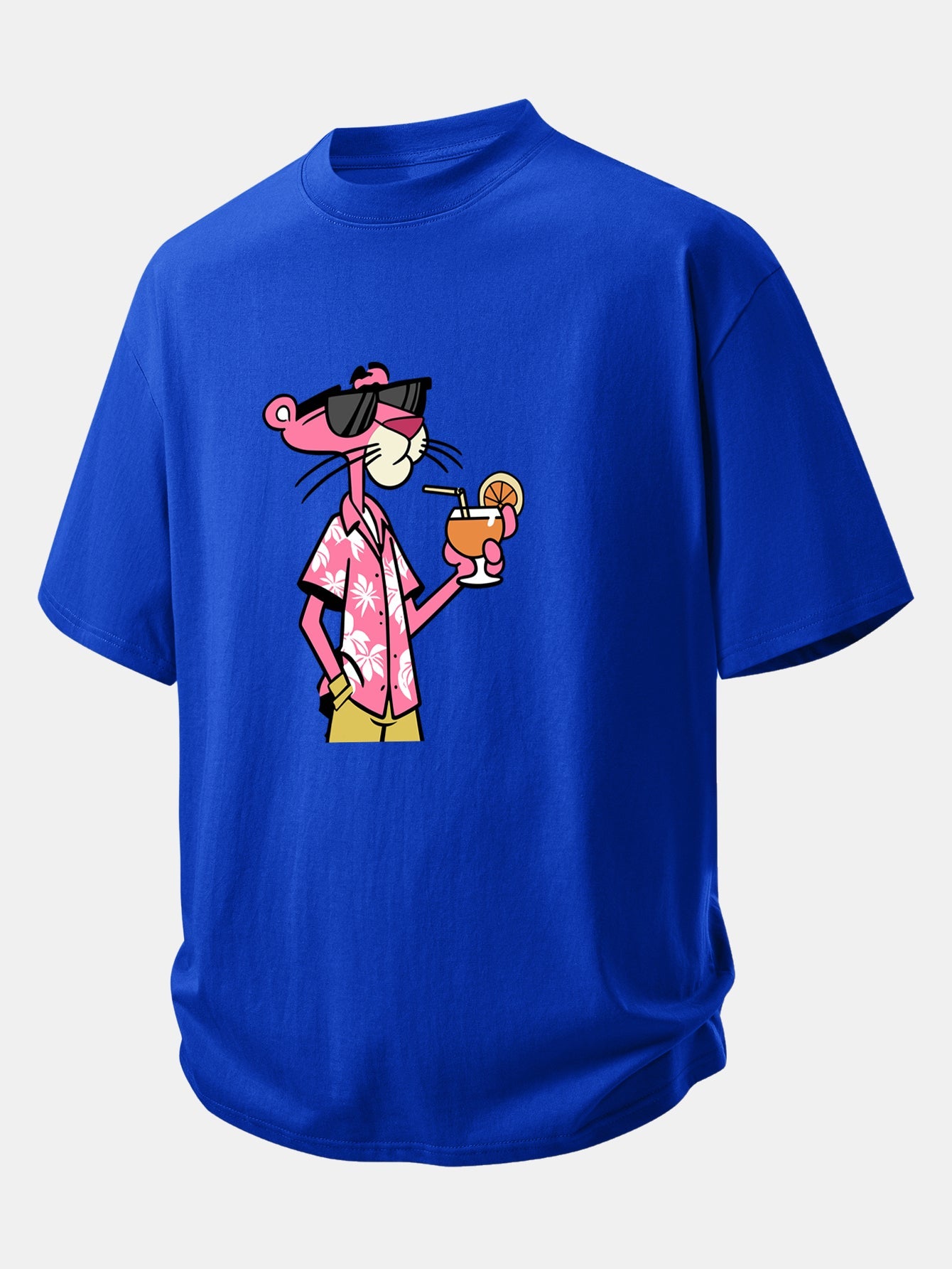 Relax Fit Vacation Pink Panther Print Cotton T-Shirt