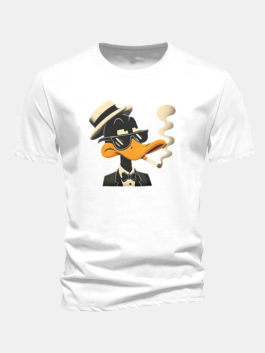 Regular Fit Dapper Duck Print Cotton T-Shirt