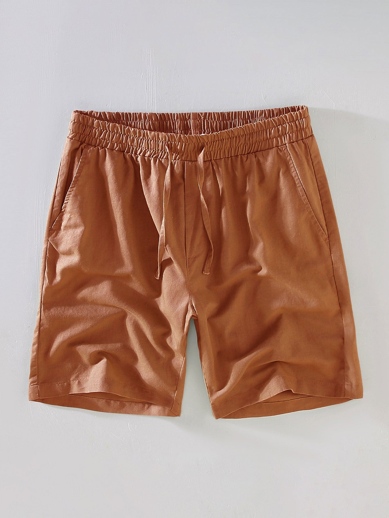 Linen Cotton Blend Drawstring Shorts