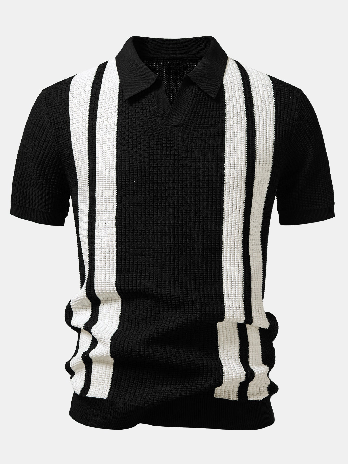 Stripe Johnny Collar Knit Polo