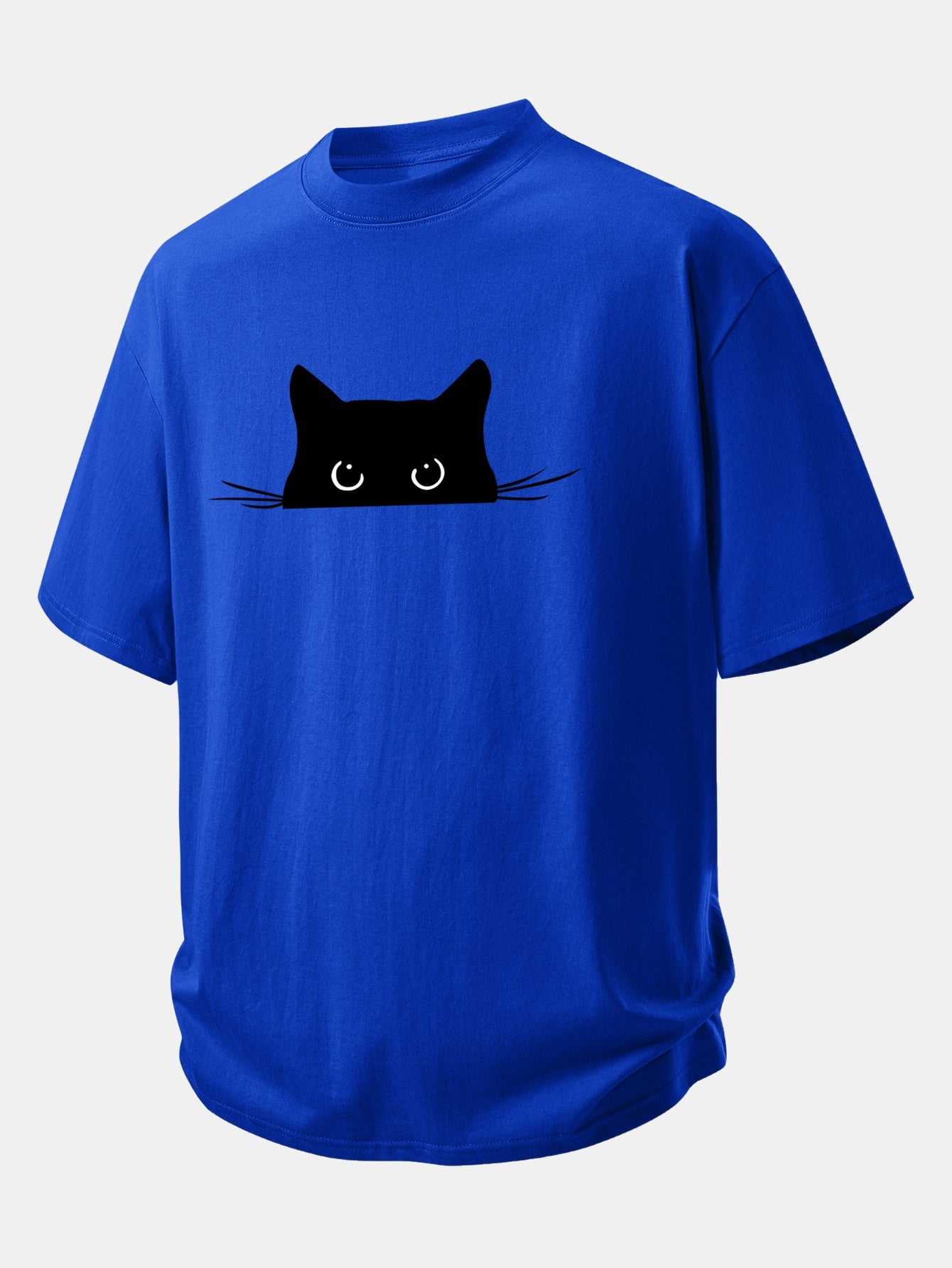 Relax Fit Black Cat Print Cotton T-Shirt